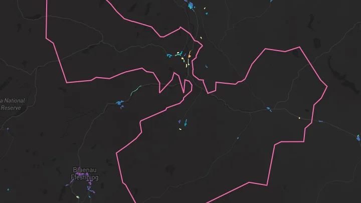 House price heatmap showing property values across Penmachno