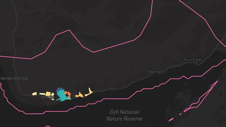House price heatmap showing property values across Aberdovey