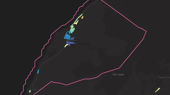 House price heatmap showing property values across Llwyngwril