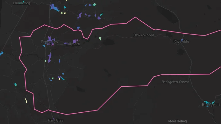 House price heatmap showing property values across Penygroes