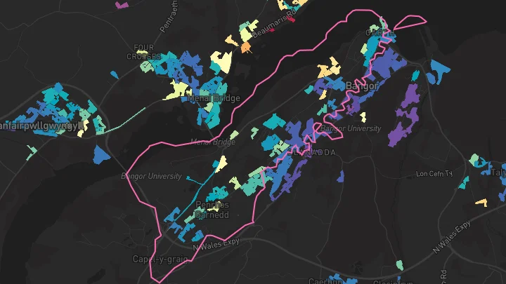 House price heatmap showing property values across Bangor