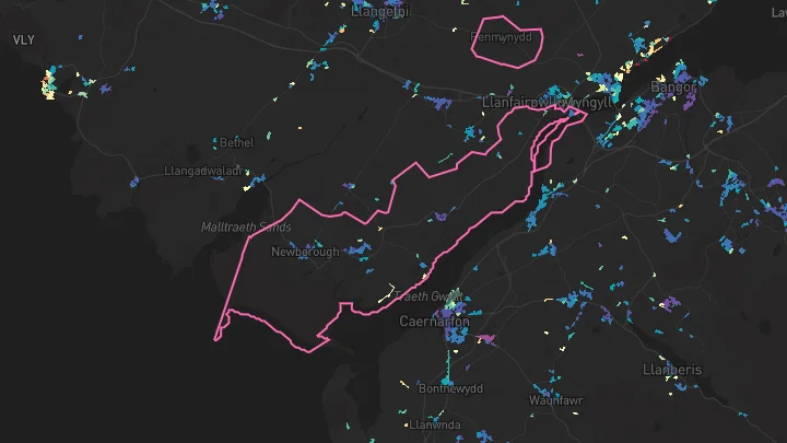 House price heatmap showing property values across Newborough