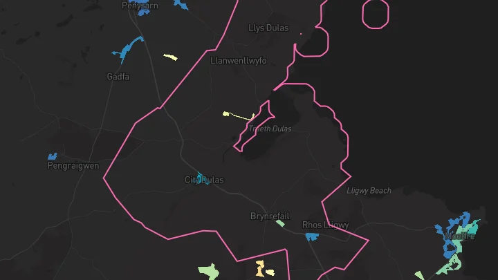 House price heatmap showing property values across Dulas