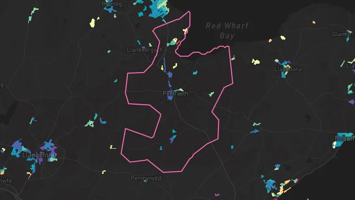 House price heatmap showing property values across Pentraeth
