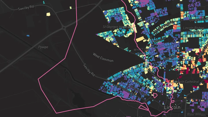 House price heatmap showing property values across Lincoln