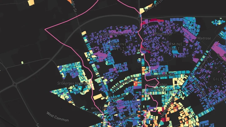 House price heatmap showing property values across Lincoln