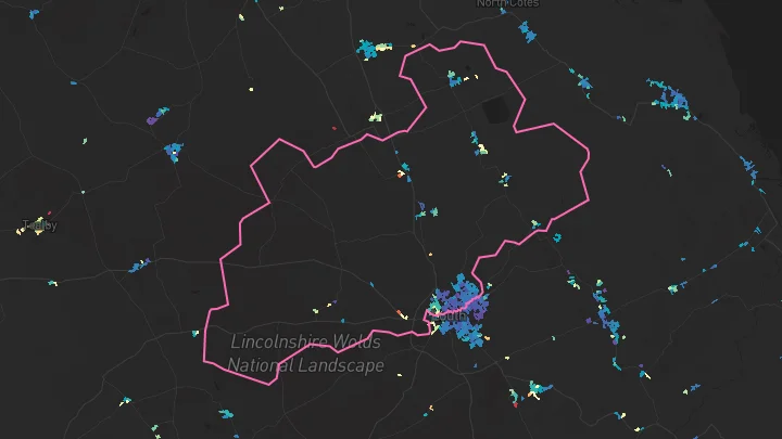 House price heatmap showing property values across Louth