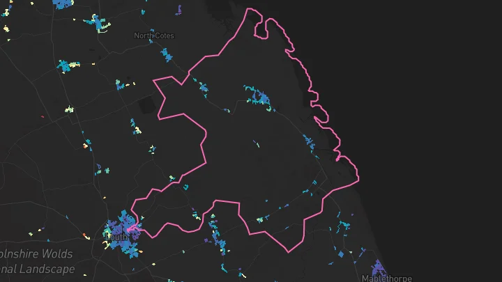 House price heatmap showing property values across North Somercotes