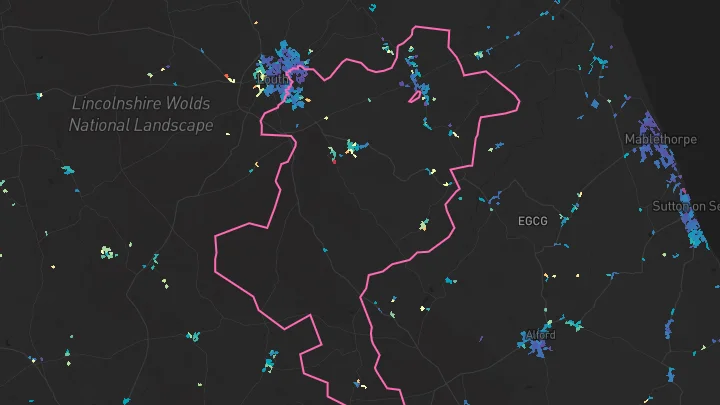 House price heatmap showing property values across Louth