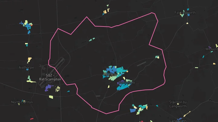 House price heatmap showing property values across Welton