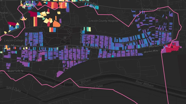 House price heatmap showing property values across Lincoln