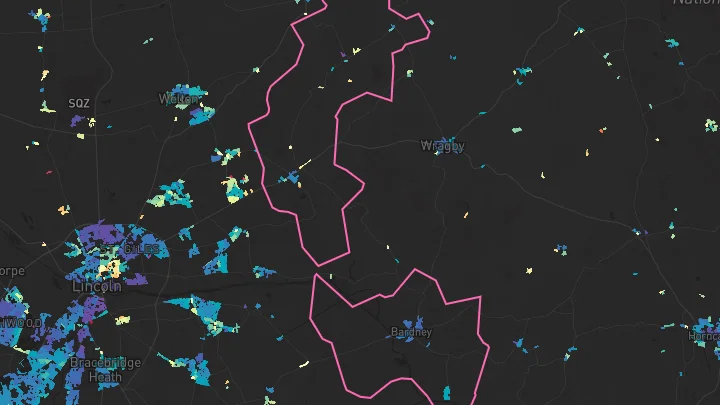 House price heatmap showing property values across Bardney