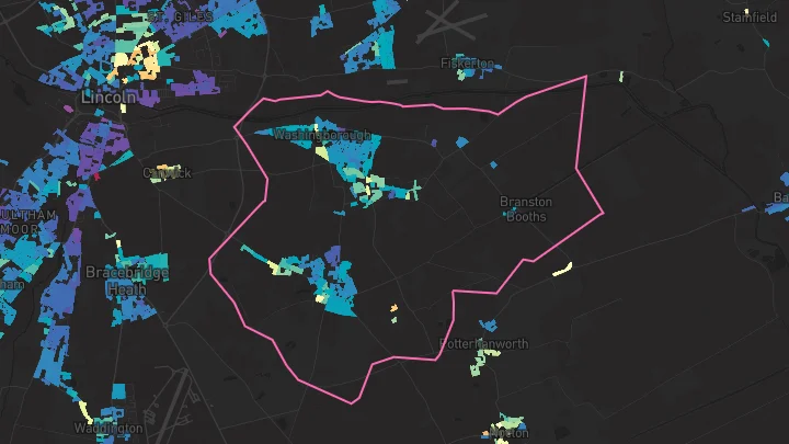 House price heatmap showing property values across Branston