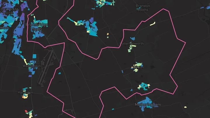 House price heatmap showing property values across Bracebridge Heath