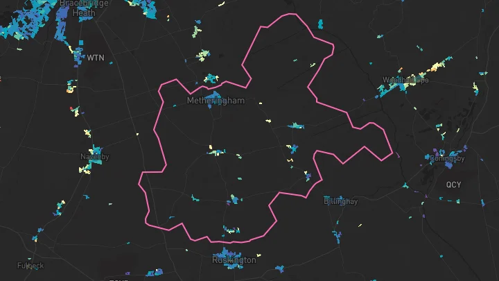 House price heatmap showing property values across Metheringham