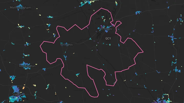 House price heatmap showing property values across Coningsby