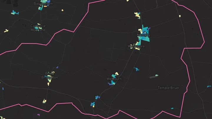 House price heatmap showing property values across Navenby