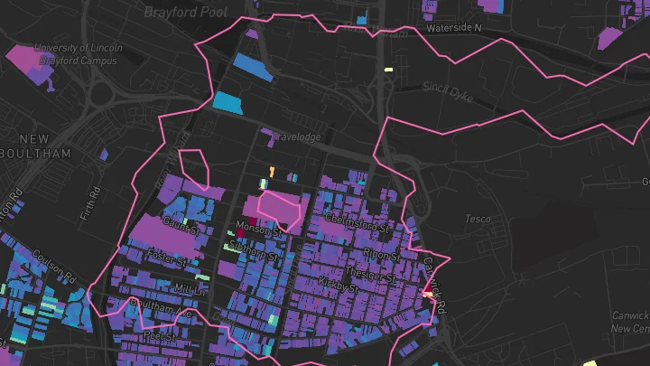House price heatmap showing property values across Lincoln