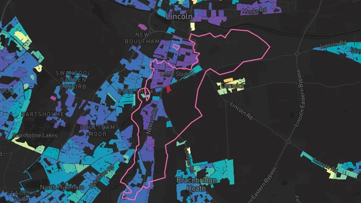 House price heatmap showing property values across Lincoln