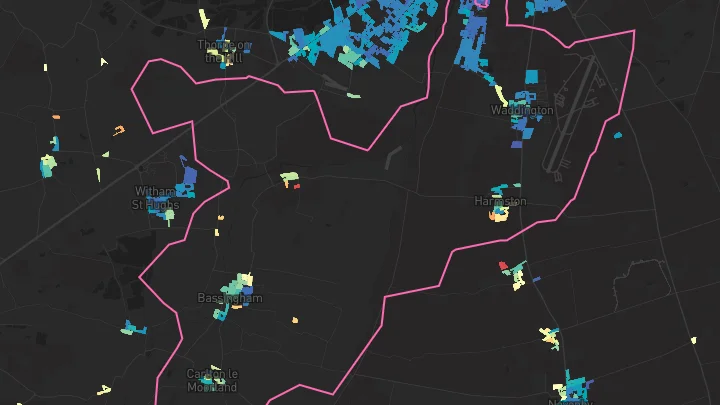 House price heatmap showing property values across Waddington