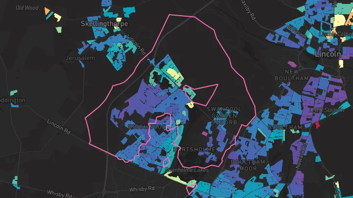 House price heatmap showing property values across Lincoln