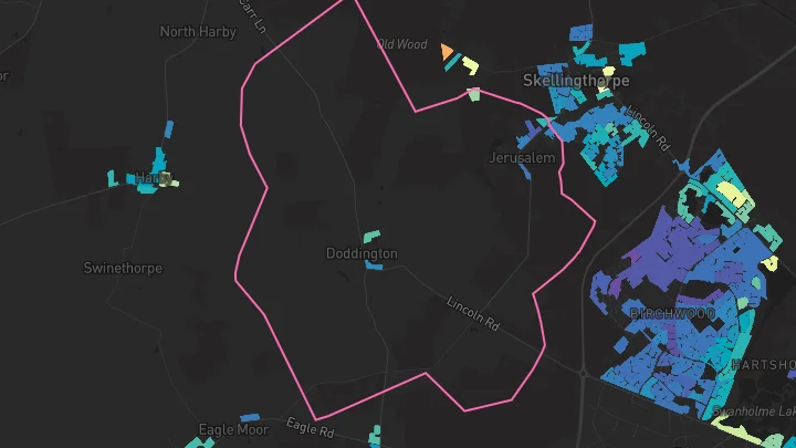 House price heatmap showing property values across Skellingthorpe