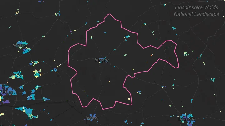 House price heatmap showing property values across Wragby