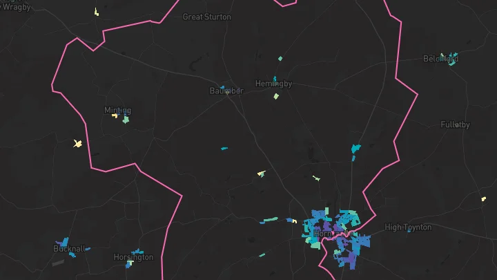House price heatmap showing property values across Horncastle