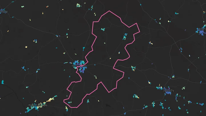 House price heatmap showing property values across Horncastle