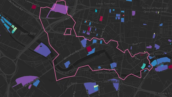 House price heatmap showing property values across Leeds