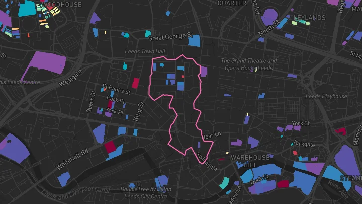 House price heatmap showing property values across Leeds