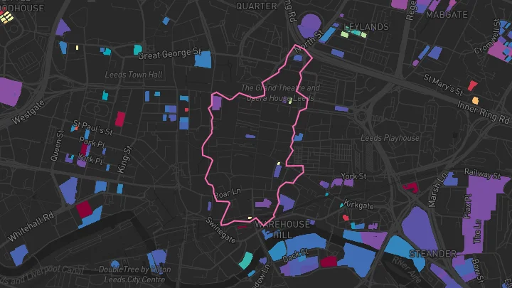 House price heatmap showing property values across Leeds