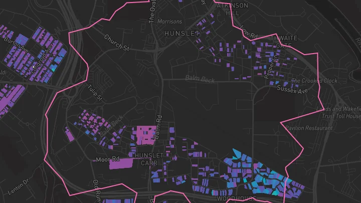 House price heatmap showing property values across Leeds