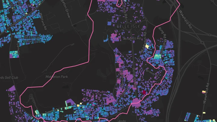 House price heatmap showing property values across Leeds