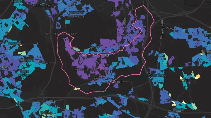 House price heatmap showing property values across Leeds