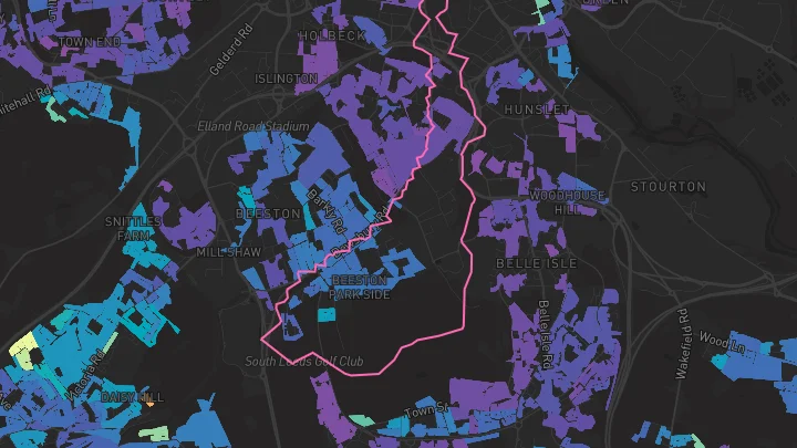 House price heatmap showing property values across Leeds