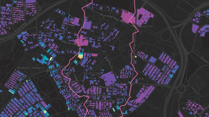 House price heatmap showing property values across Leeds
