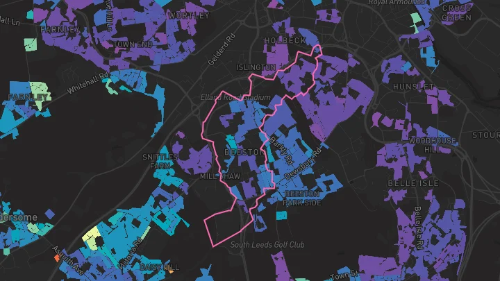 House price heatmap showing property values across Leeds