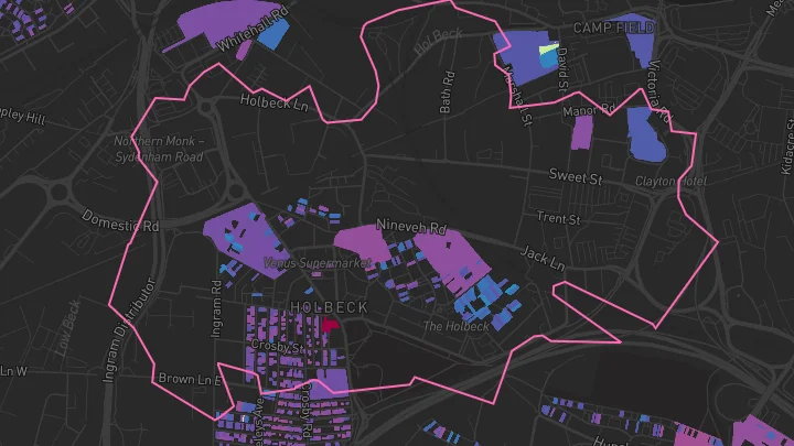 House price heatmap showing property values across Leeds