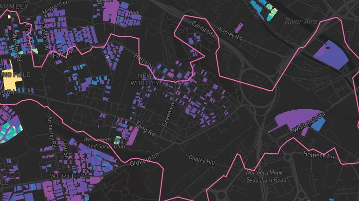 House price heatmap showing property values across Leeds