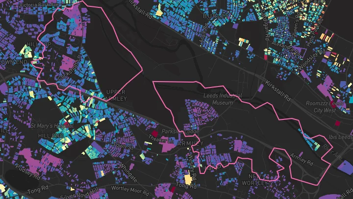 House price heatmap showing property values across Armley