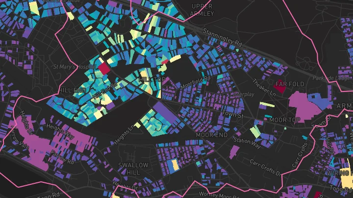 House price heatmap showing property values across Leeds