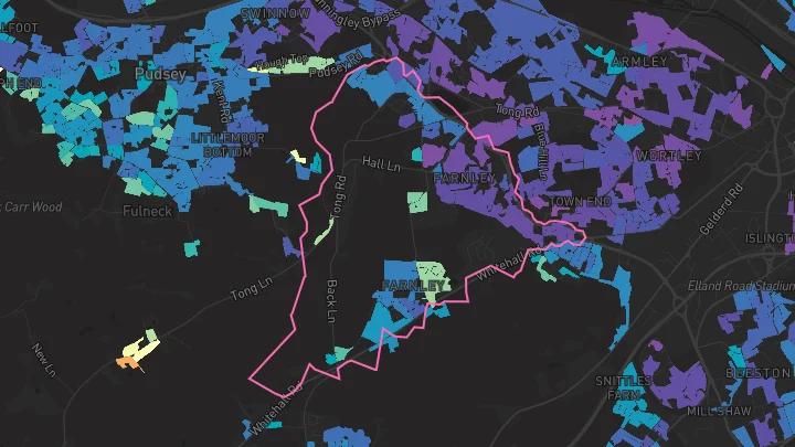 House price heatmap showing property values across Leeds