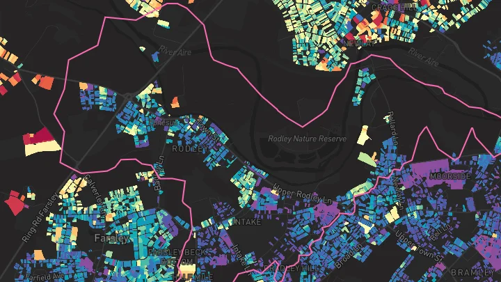 House price heatmap showing property values across Leeds