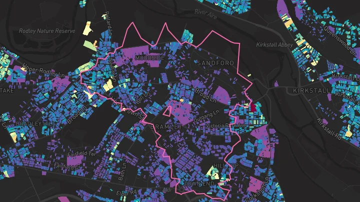 House price heatmap showing property values across Leeds