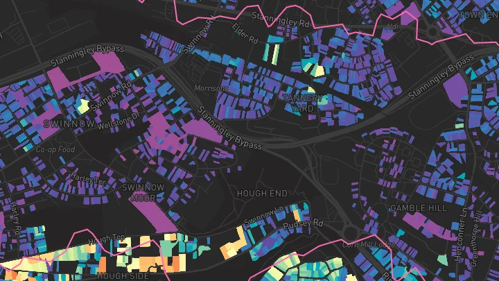 House price heatmap showing property values across Leeds