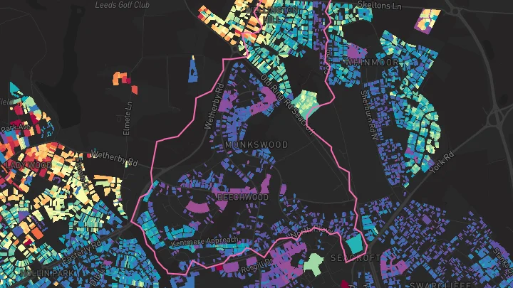 House price heatmap showing property values across Leeds