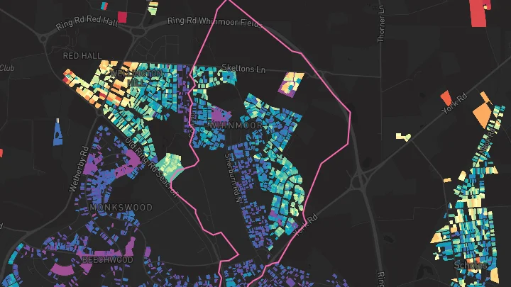 House price heatmap showing property values across Leeds