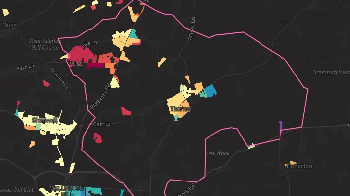 House price heatmap showing property values across Scarcroft
