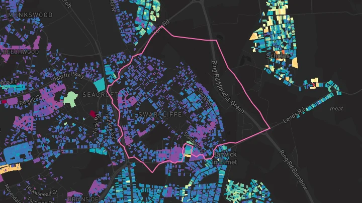 House price heatmap showing property values across Leeds